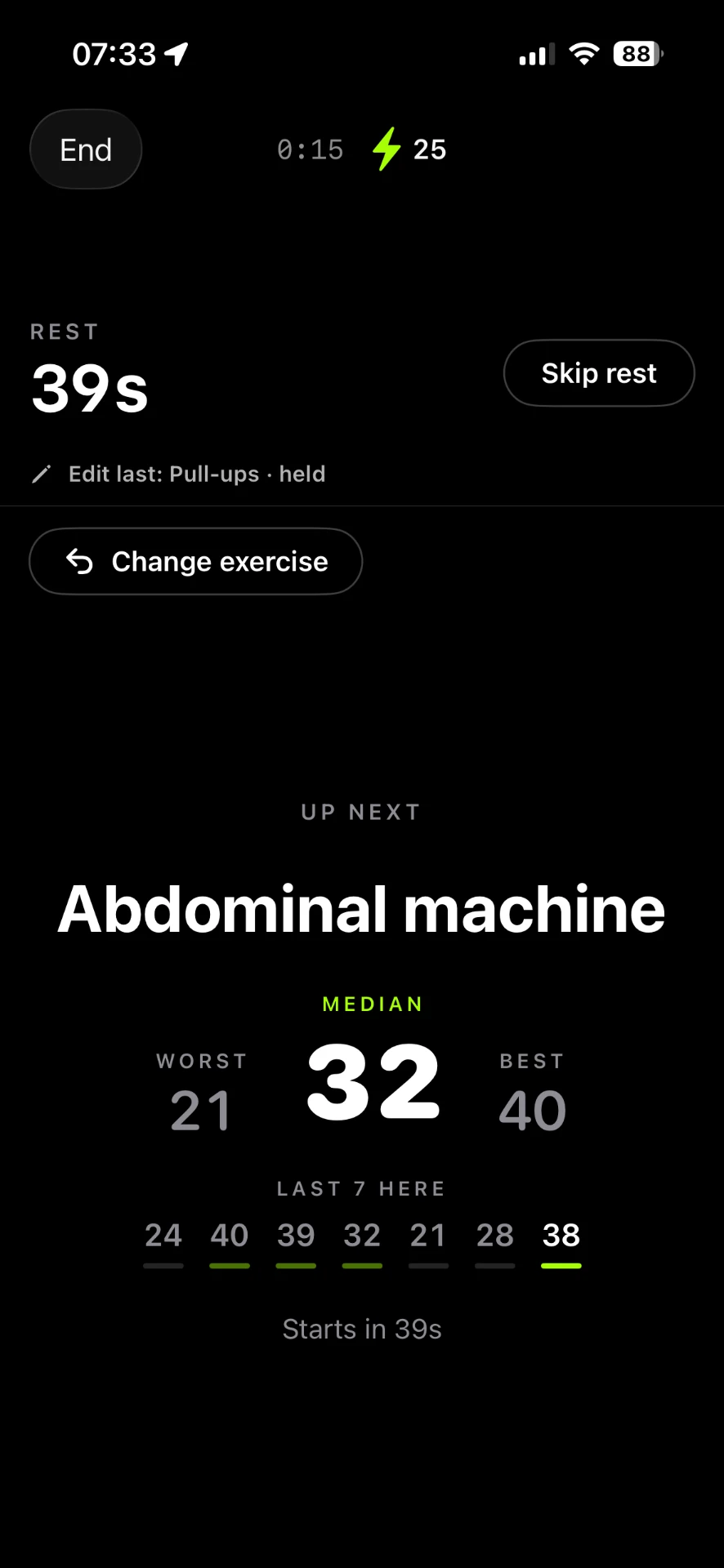 Rest timer with next exercise stats